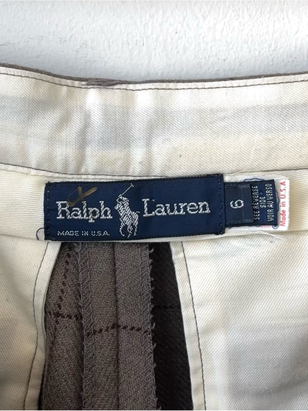 Vintage Ralph Lauren 100% Wool High Waisted Belted Pants Size 6 Plaid MiUSA 80s - Picture 2 of 16